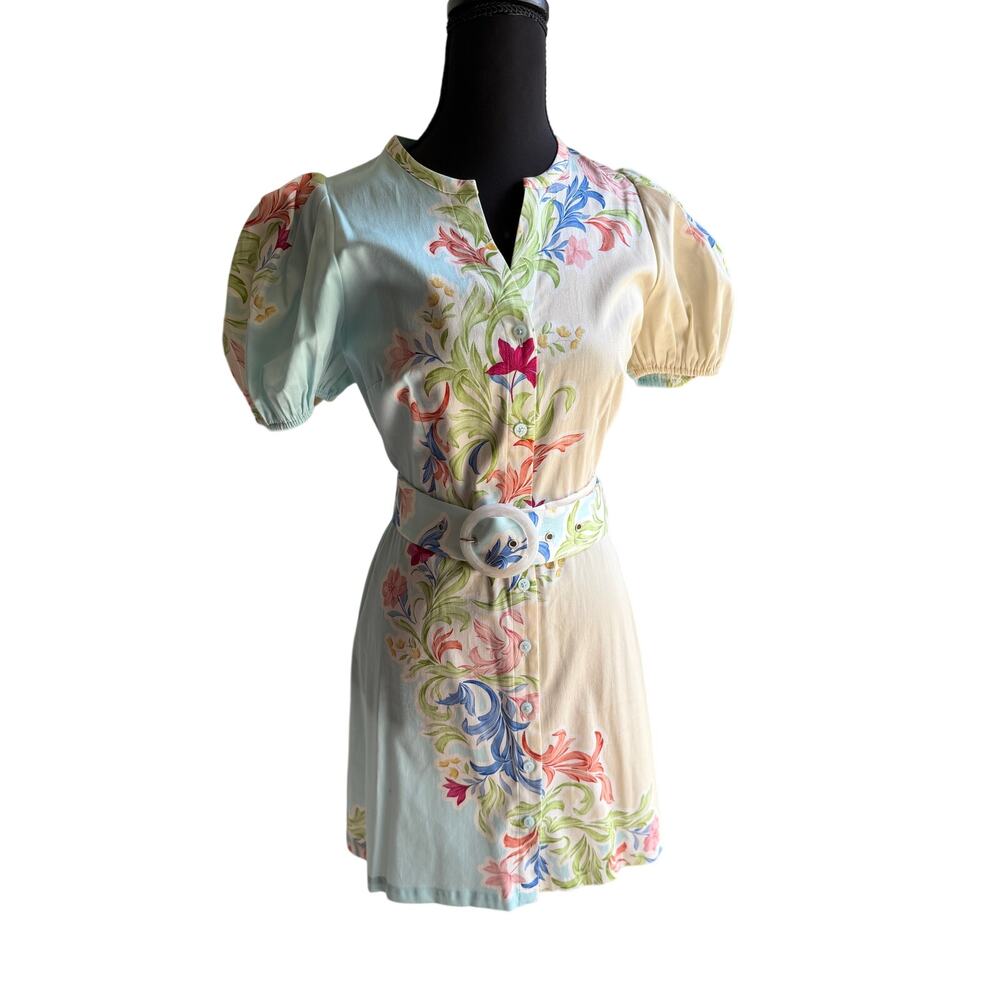 NWT Alden Adair Blakely Dress Small Floral Belted Mini Dress Cotton $312